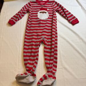 Just One You Made By Carter's Footie Pajamas Striped Santa Claus Christmas Sz 2T